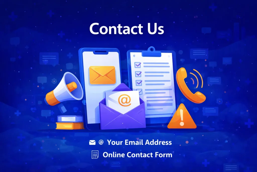 Contact Us EIPL App Login Guide support banner with email phone and contact form